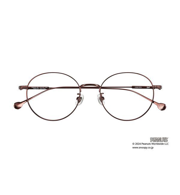  「ボストン型 メガネ | Zoff PEANUTS COLLECTION 4 (ジョープレッピー モデル) スヌーピー  レンズ交換券付」|メガネ|薄ブラウン