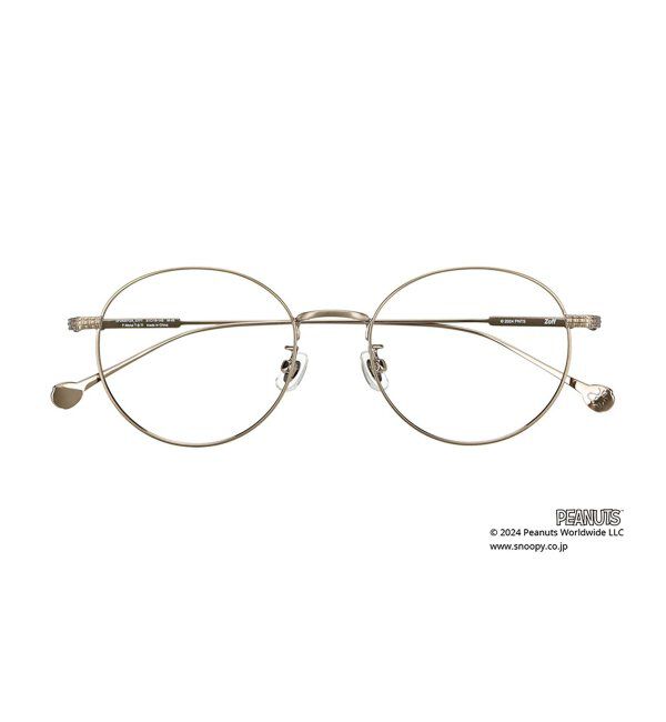  「ボストン型 メガネ | Zoff PEANUTS COLLECTION 4 (ジョープレッピー モデル) スヌーピー  レンズ交換券付」|メガネ|ゴールド1