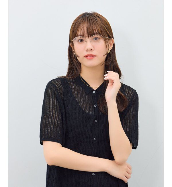  「ボストン型 メガネ | メタル 大人可愛い 伊達メガネ レディース レンズ交換券付」|メガネ|ブラウン