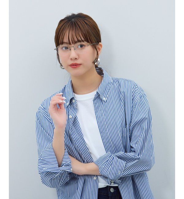  「ボストン型 メガネ | メタル 大人可愛い 伊達メガネ レディース レンズ交換券付」|メガネ|薄オリーブ1