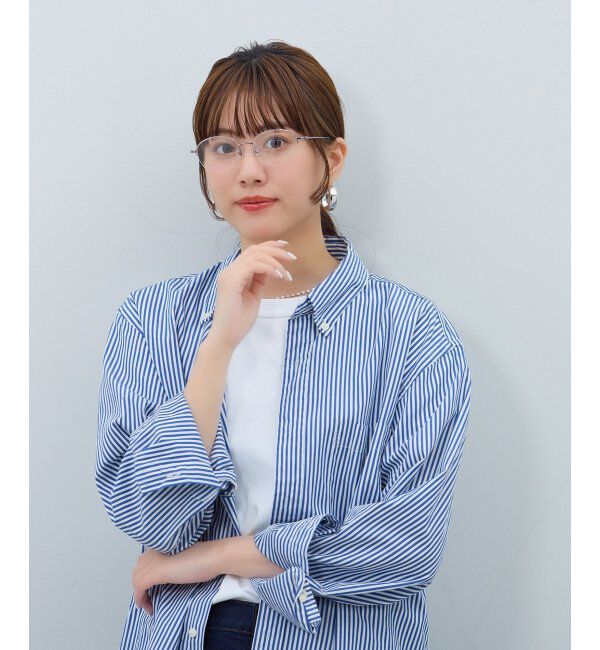  「ボストン型 メガネ | メタル 大人可愛い 伊達メガネ レディース レンズ交換券付」|メガネ|薄パープル1