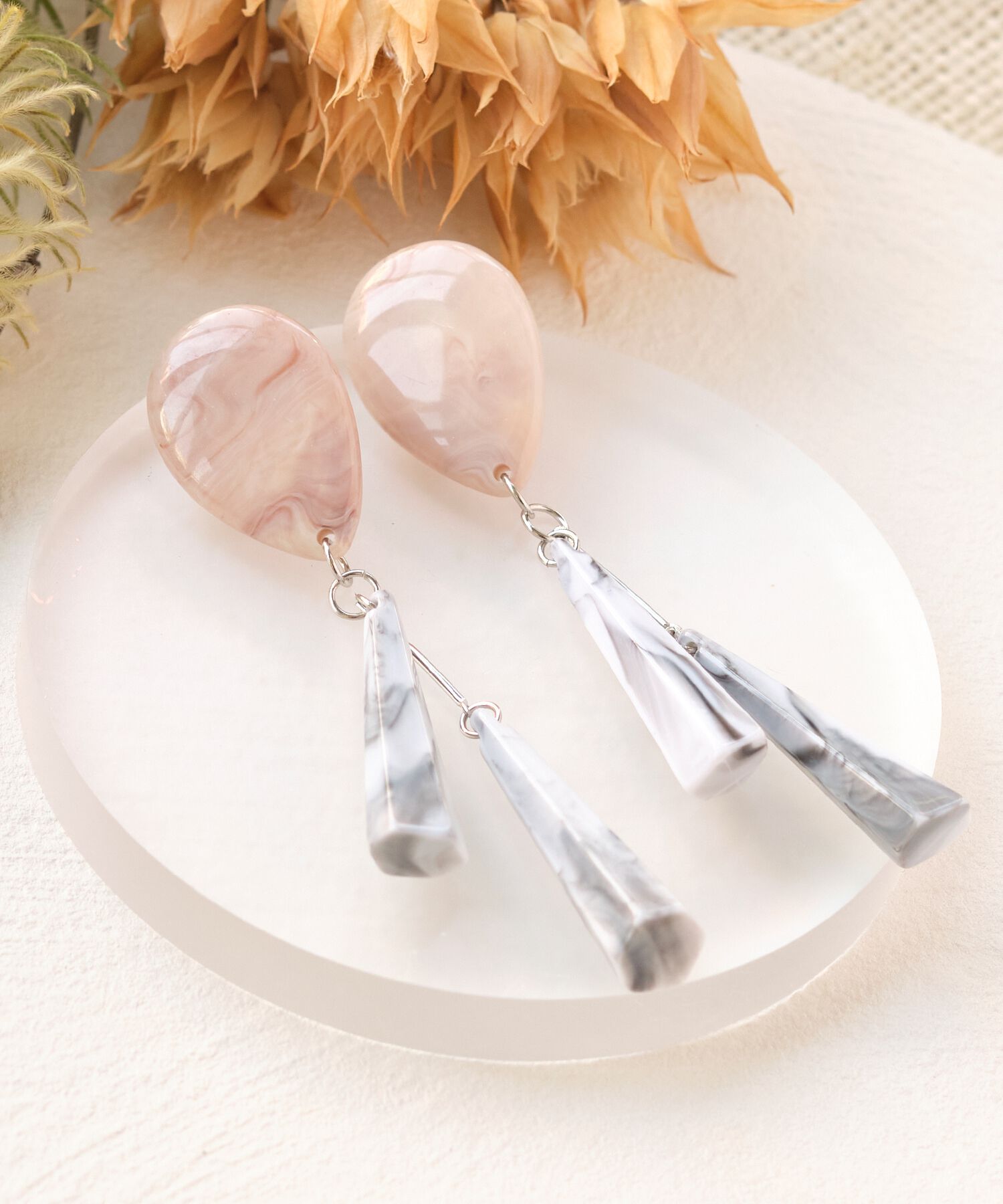 Phoebe+「【sfy】marble drop　ピアス　ピンク」|ピアス|