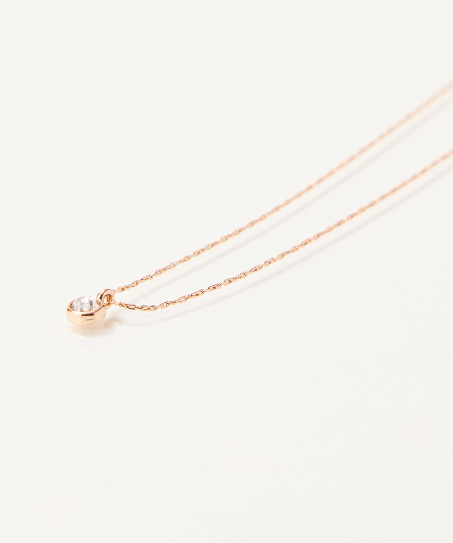 Phoebe「【金属アレルギー対応】プチベゼルストーンネックレス　シャンパンゴールド」|ネックレス|