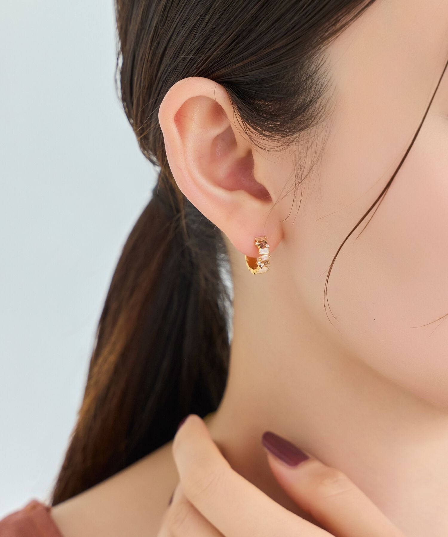 Phoebe「グレースカラービジューフープピアス　マルチカラー」|ピアス|