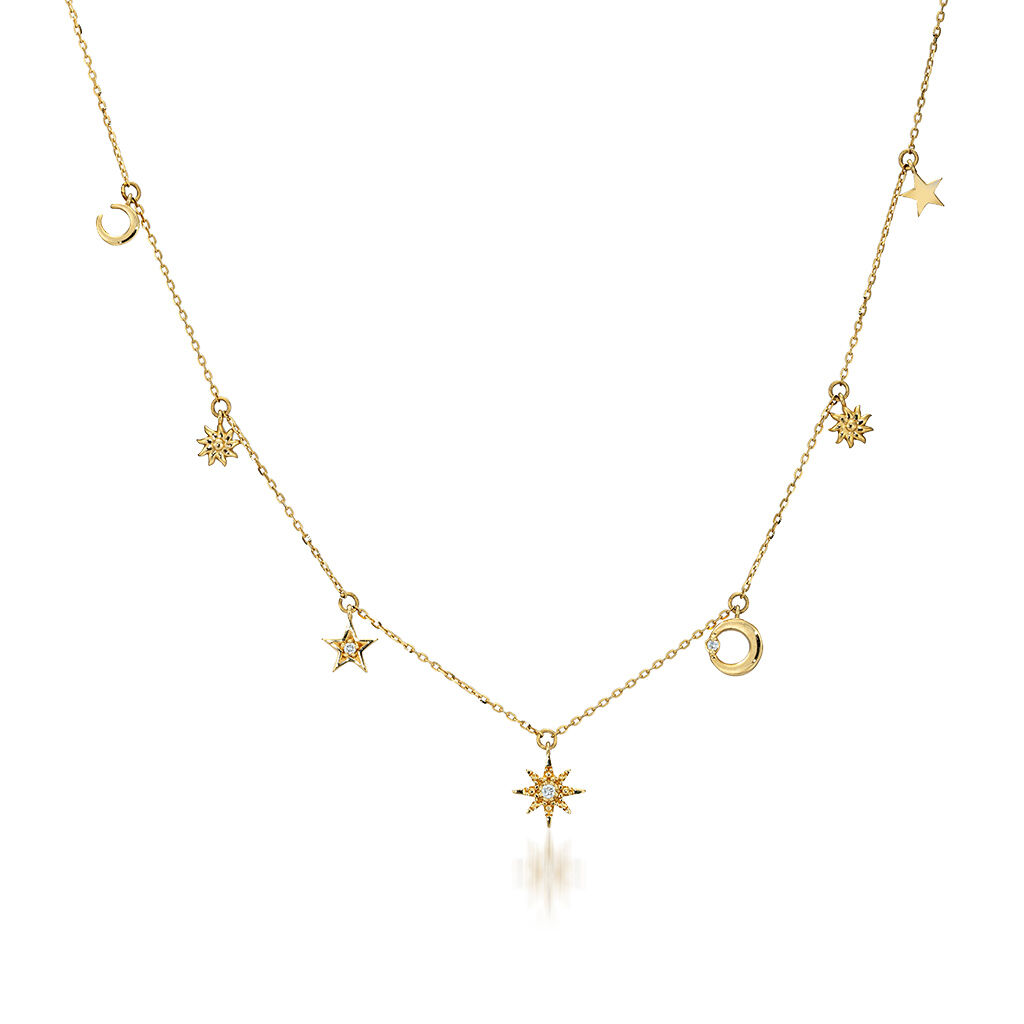 STAR JEWELRY「MOON＆SUN」|ネックレス|イエローゴールド
