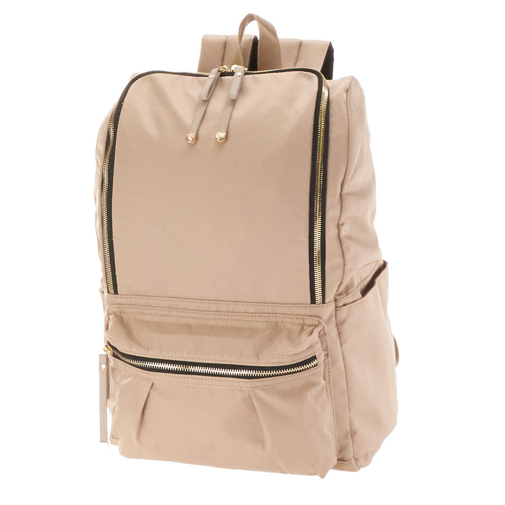 BACKYARD FAMILY「背面ファスナー リュック レディース 大人 マザーズリュック 通販 軽量 軽い 大容量 A4」|リュック|ベージュ1