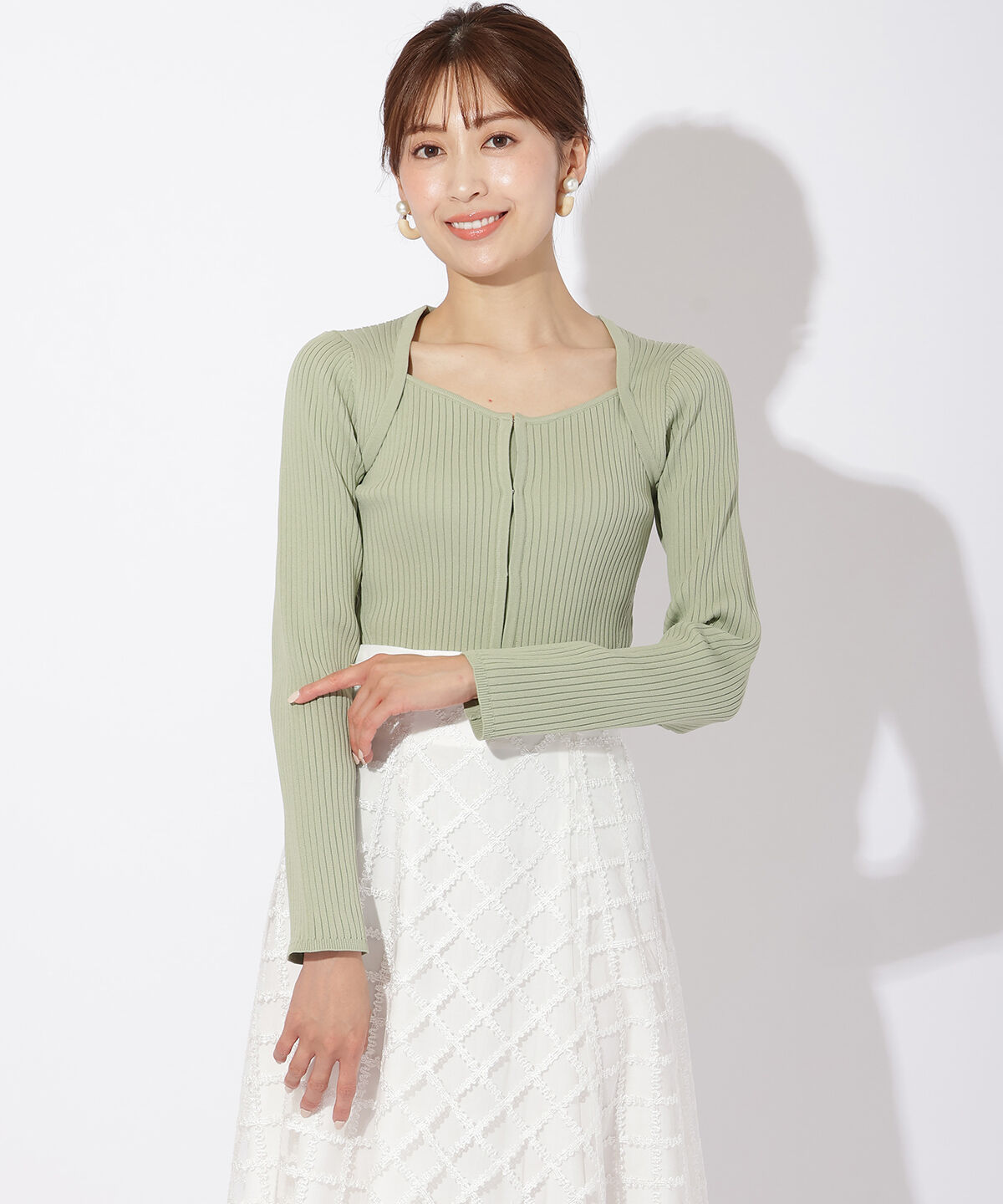 アンドクチュール「フロントホックビスチェライクプルオーバー」|ニット・セーター|ミント