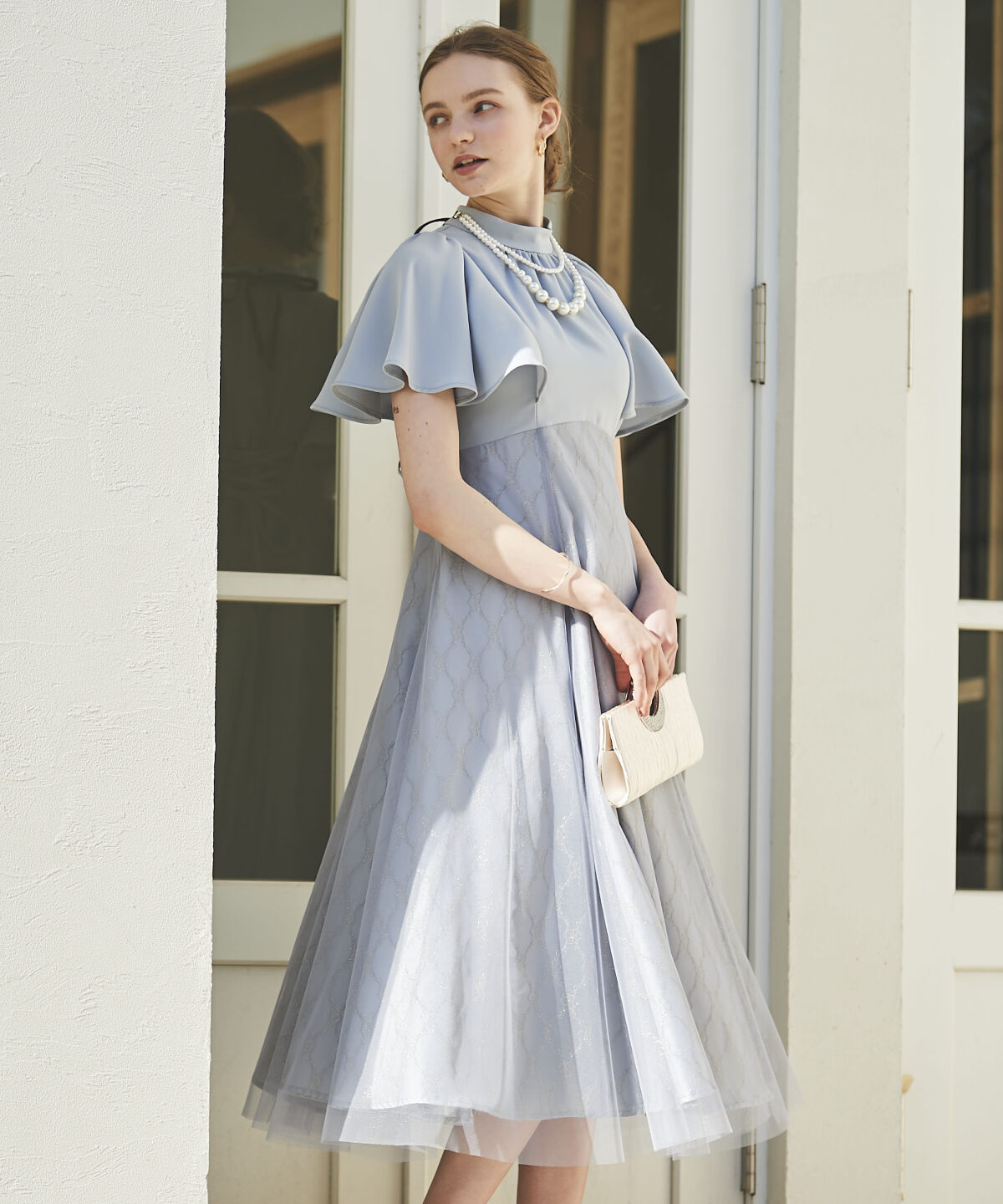 アンドクチュール「バスト切替ゴールドチュールドレス」|ドレス|