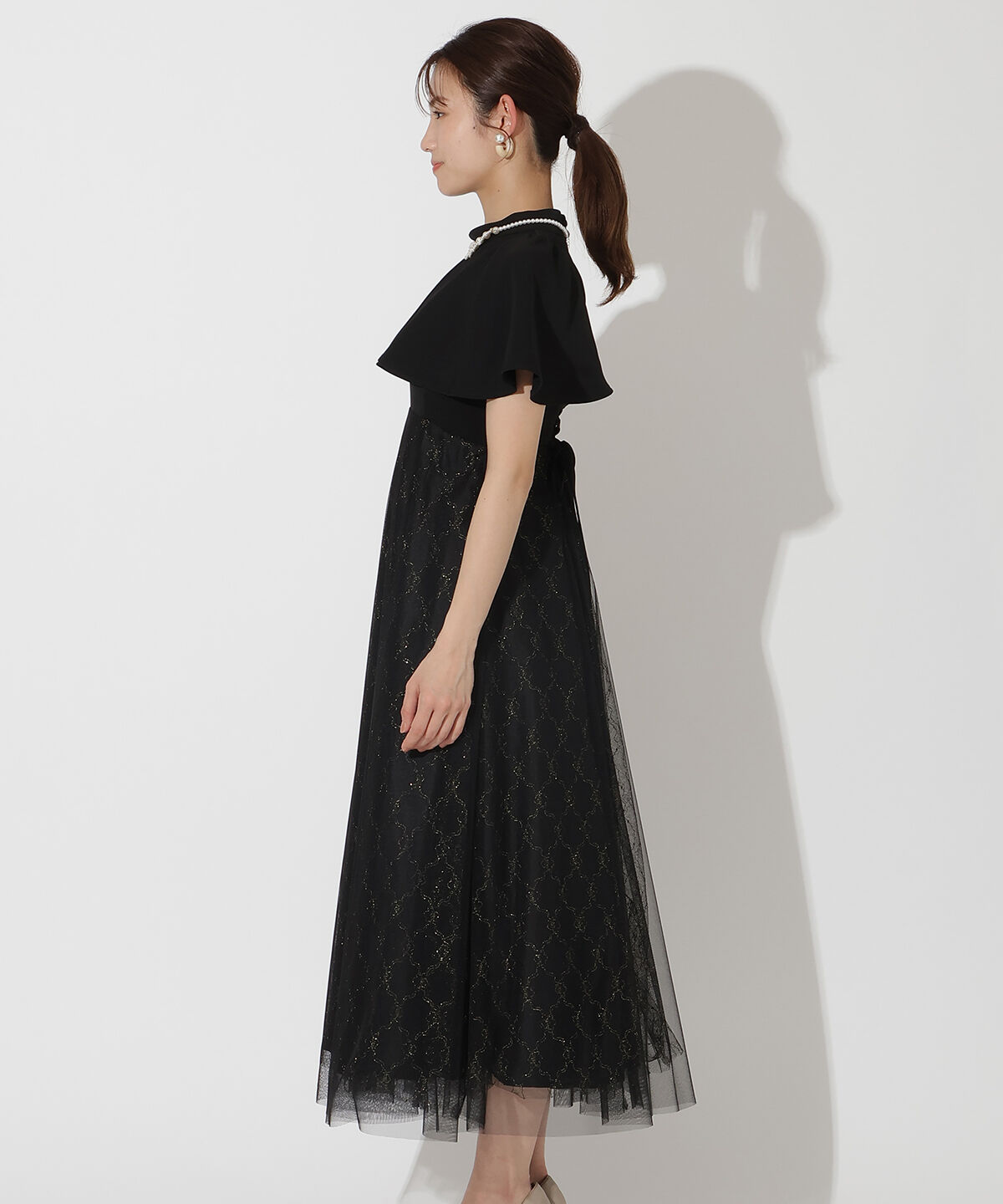 アンドクチュール「バスト切替ゴールドチュールドレス」|ドレス|