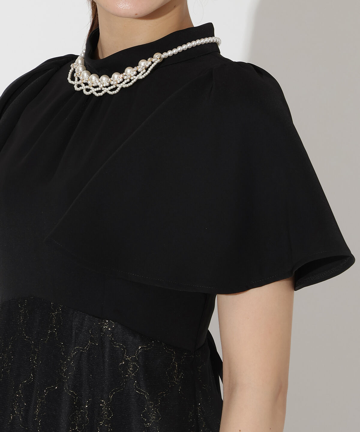 アンドクチュール「バスト切替ゴールドチュールドレス」|ドレス|