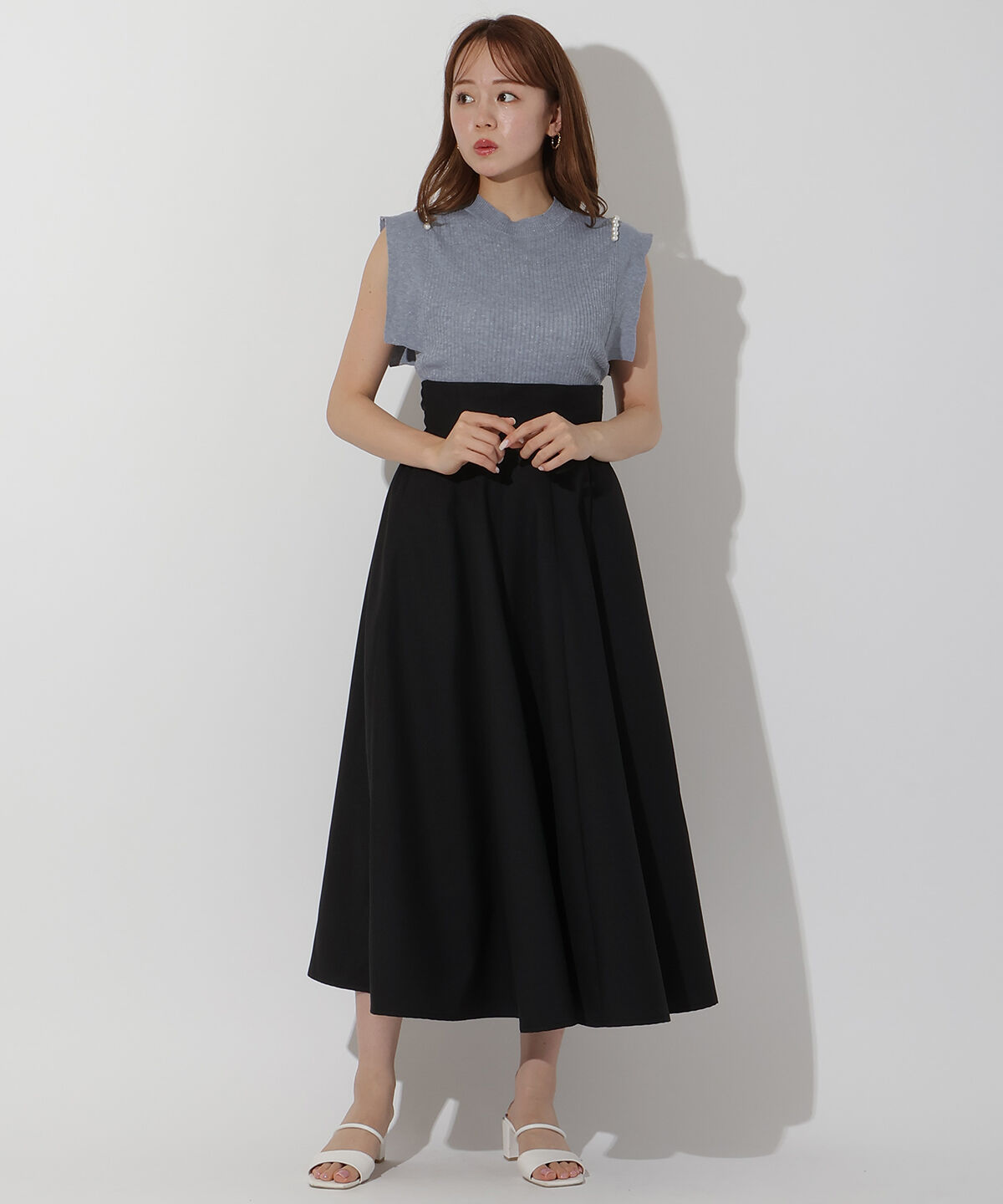 アンドクチュール「バックリボンフレアスカート」|フレア|