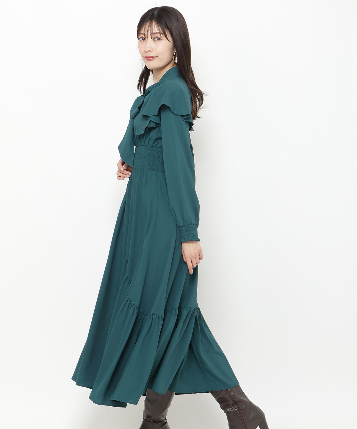 アンドクチュール「タックケープフロントリボンワンピース」|ワンピース|