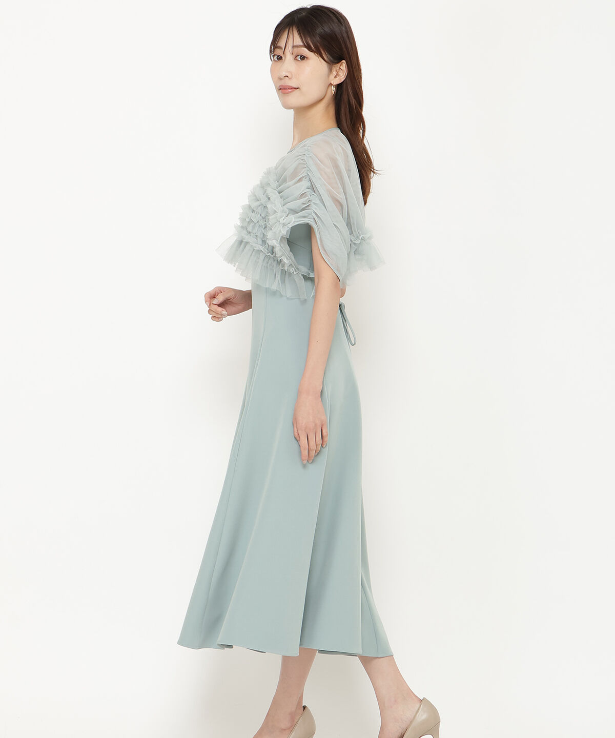 アンドクチュール「チュールフリルフレアドレス」|ドレス|