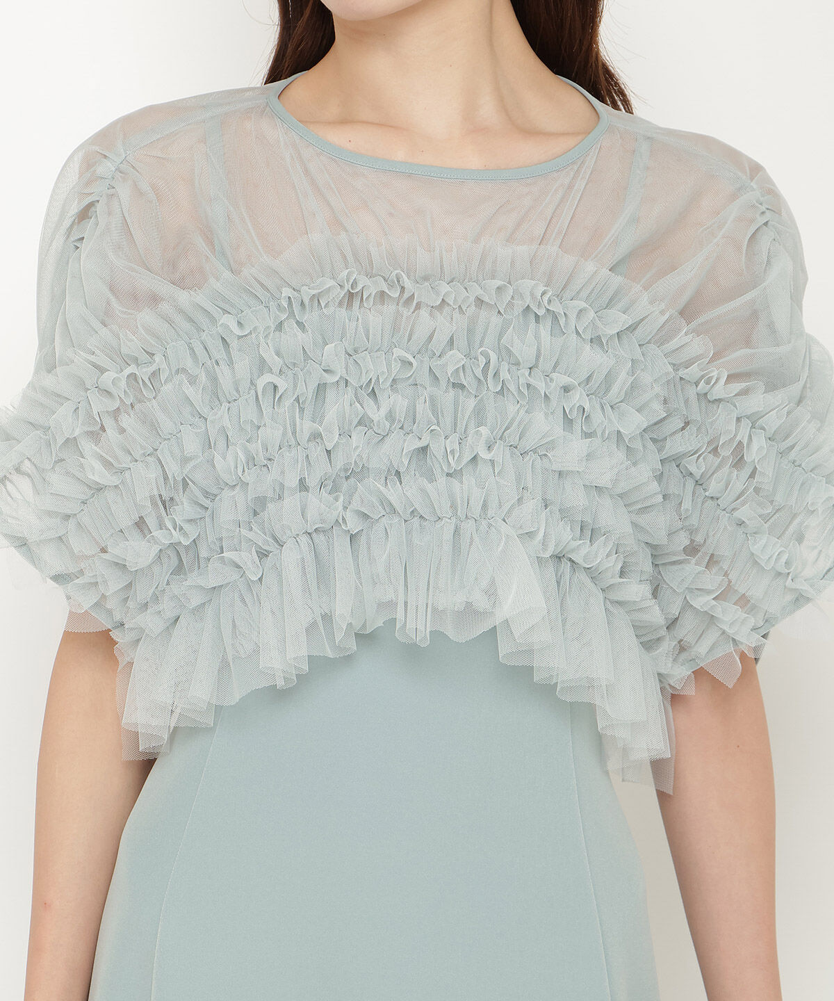 アンドクチュール「チュールフリルフレアドレス」|ドレス|