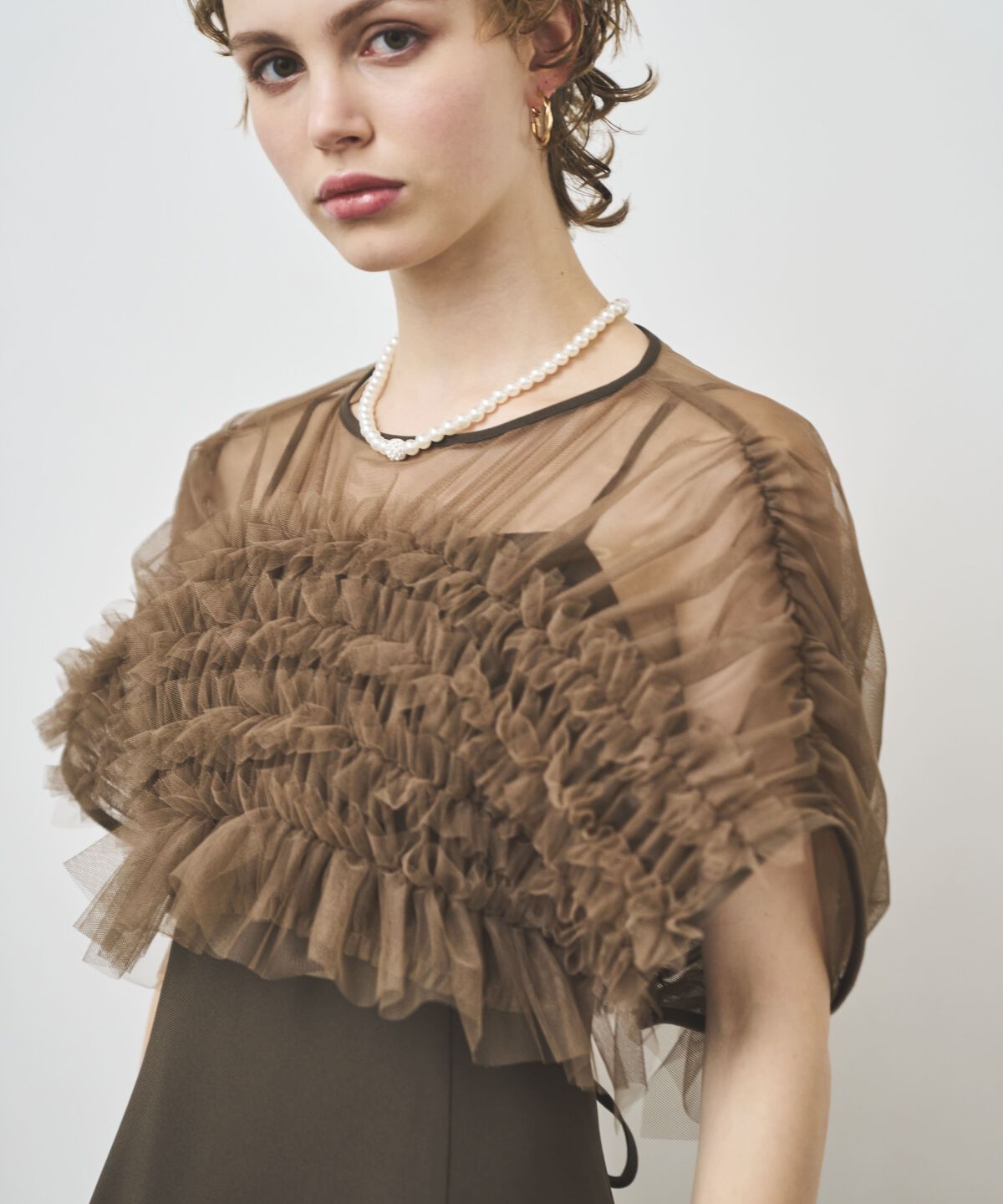 アンドクチュール「チュールフリルフレアドレス」|ドレス|