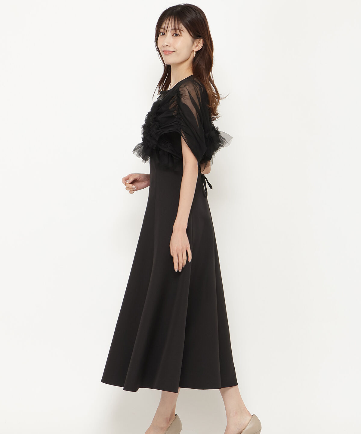 アンドクチュール「チュールフリルフレアドレス」|ドレス|