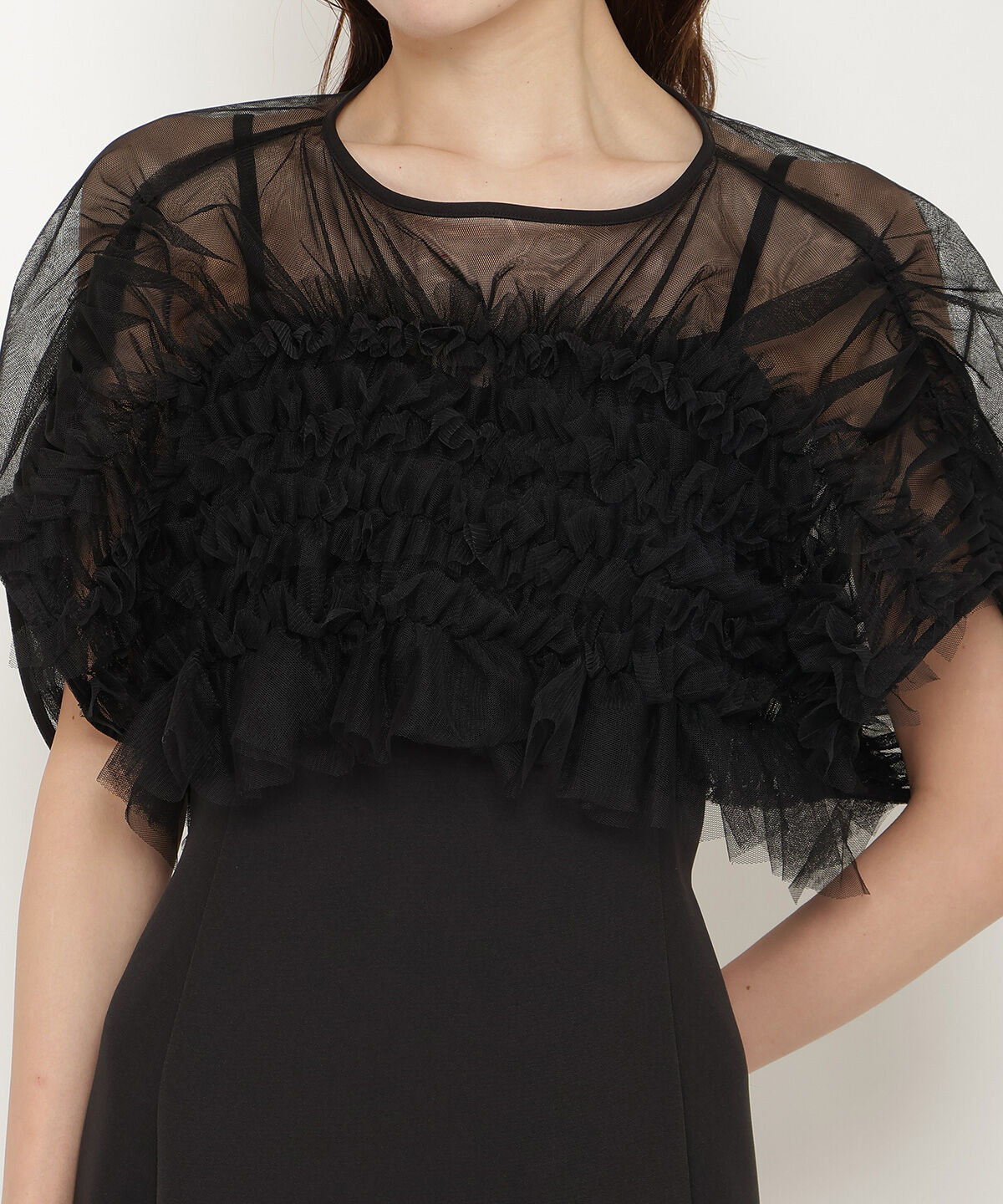 アンドクチュール「チュールフリルフレアドレス」|ドレス|