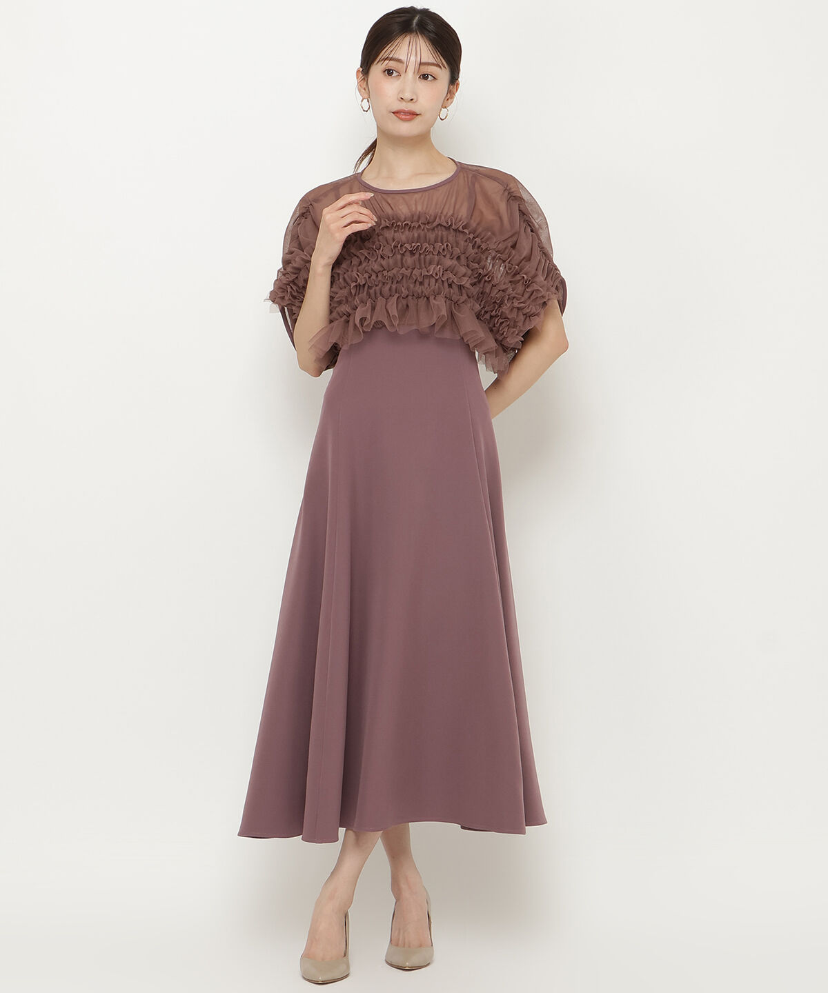 アンドクチュール「チュールフリルフレアドレス」|ドレス|