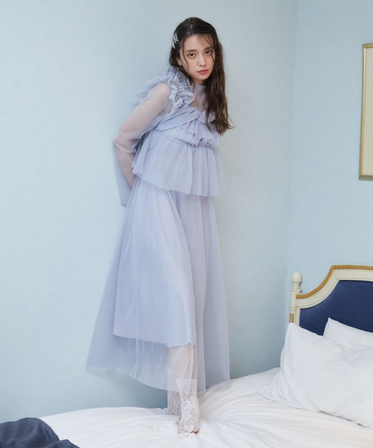 REDYAZEL「チュールレイヤードワンピース」|ワンピース|ブルー