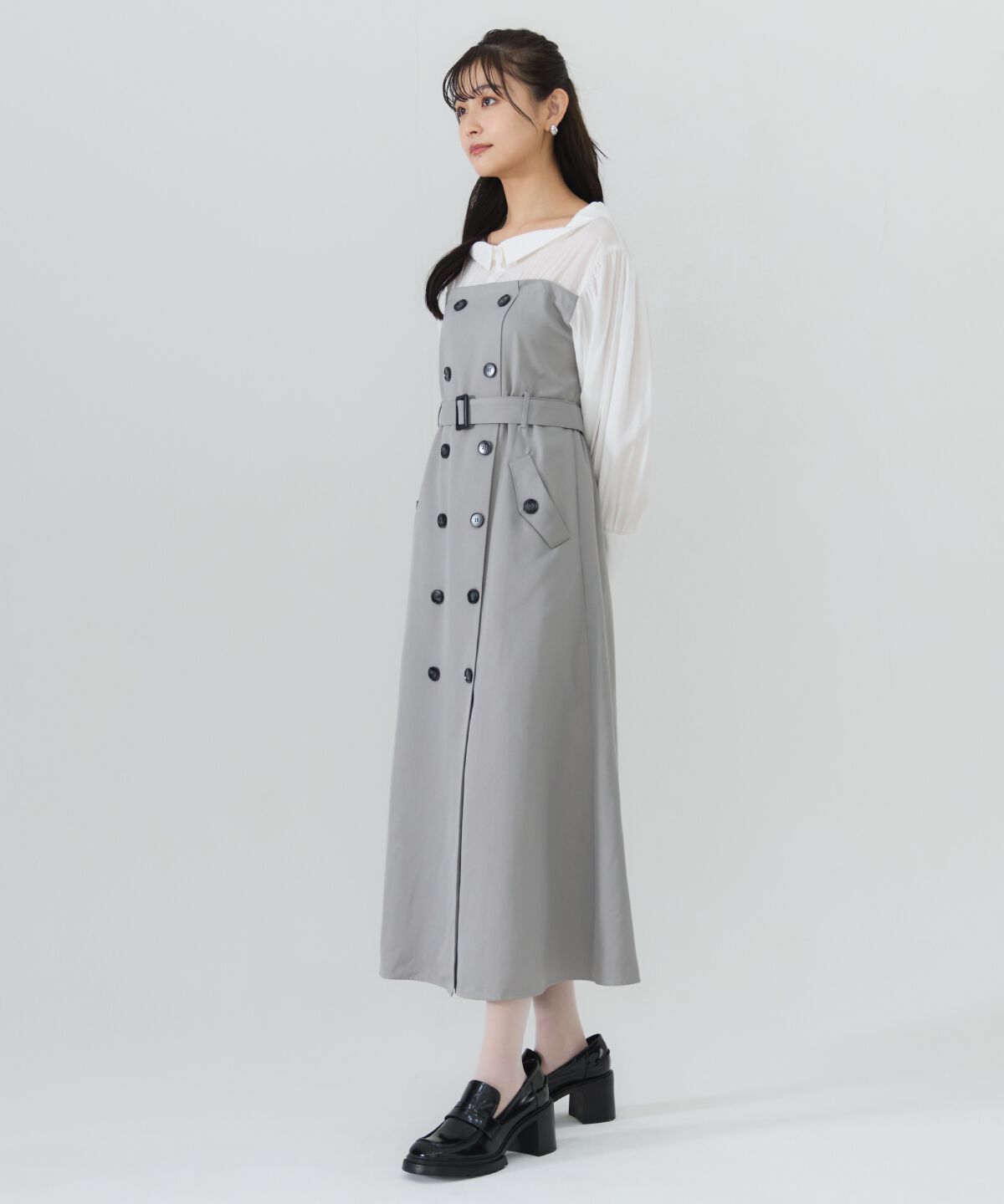 REDYAZEL「シャツレイヤードベアワンピース」|ワンピース|