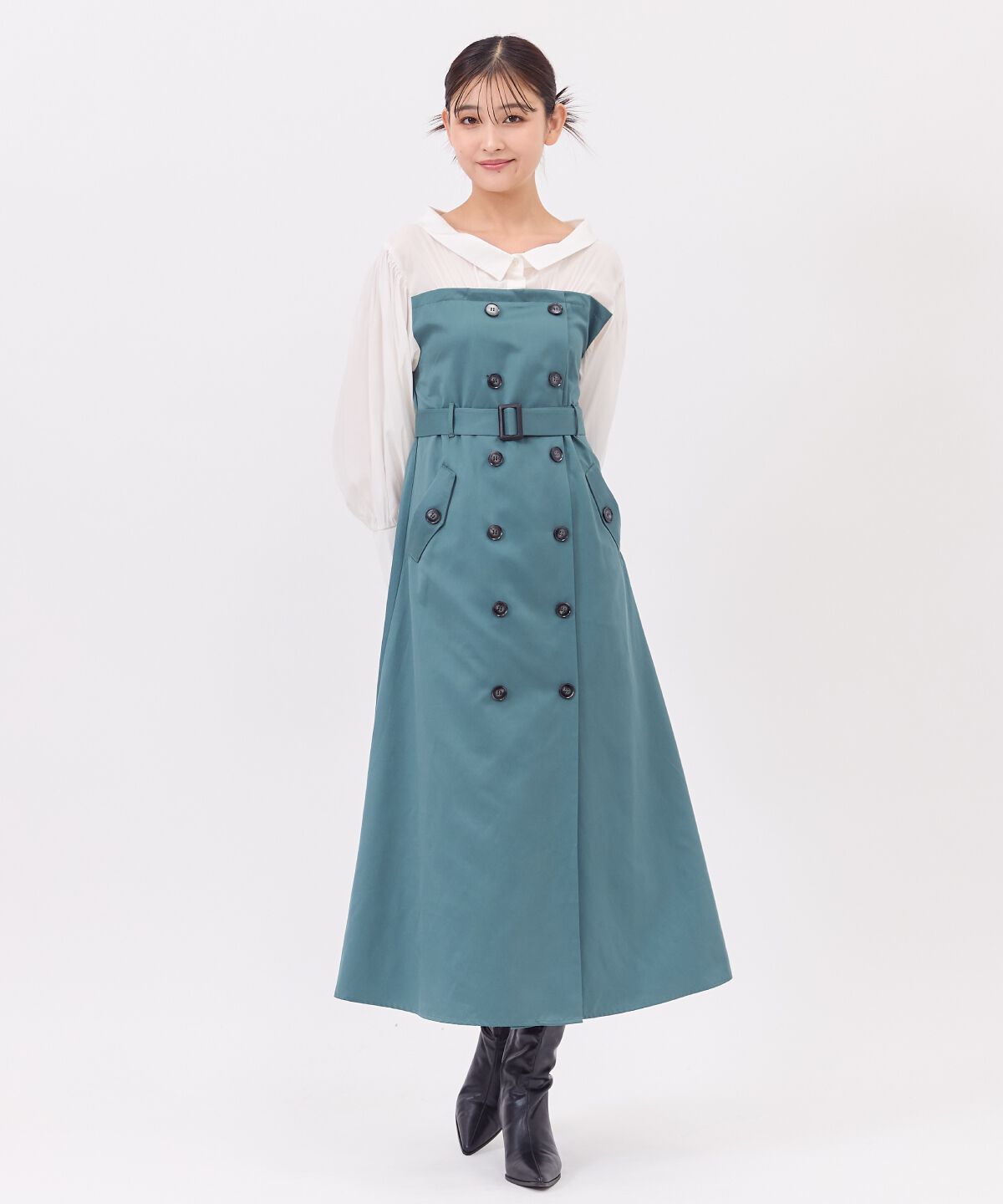 REDYAZEL「シャツレイヤードベアワンピース」|ワンピース|