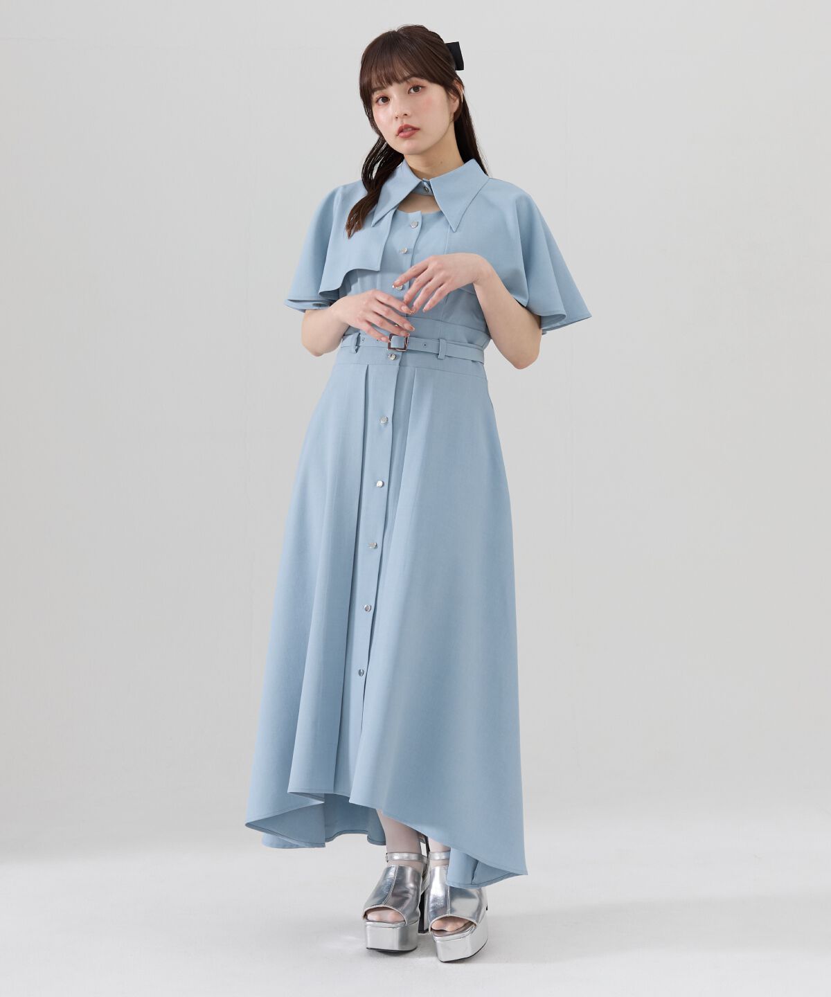 REDYAZEL「ケープデザインフレアワンピース」|ワンピース|