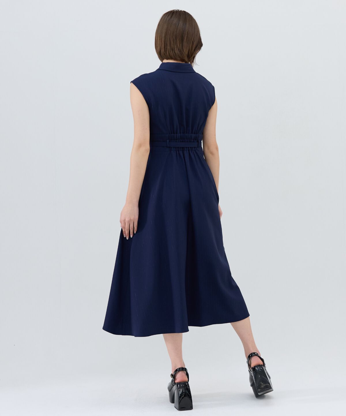 REDYAZEL「シャドーストライプノースリーブシャツワンピース」|ワンピース|