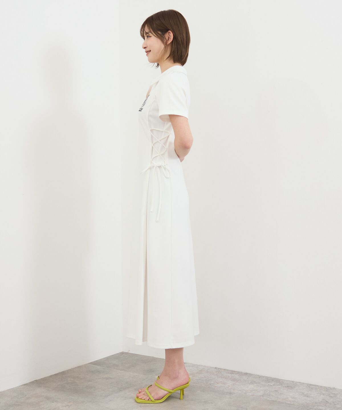 REDYAZEL「エンブレムサイドレースアップロングワンピース」|ワンピース|