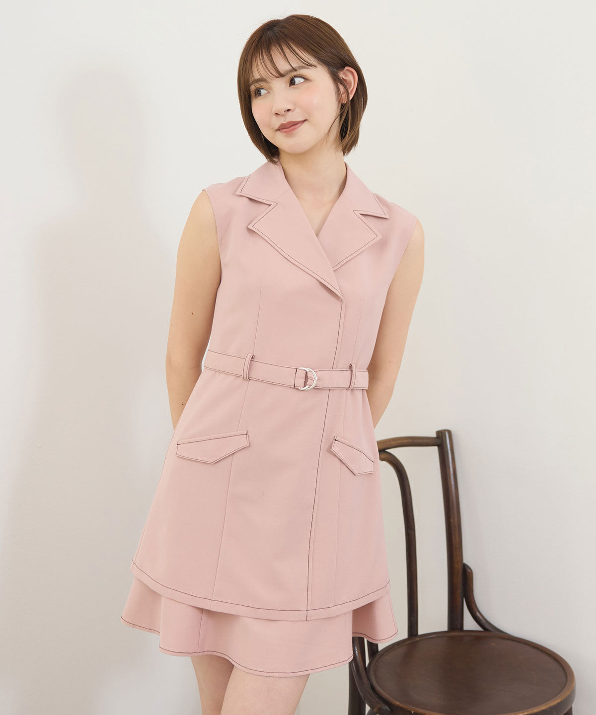 REDYAZEL「レイヤードライクミニワンピース」|ワンピース|ピンク