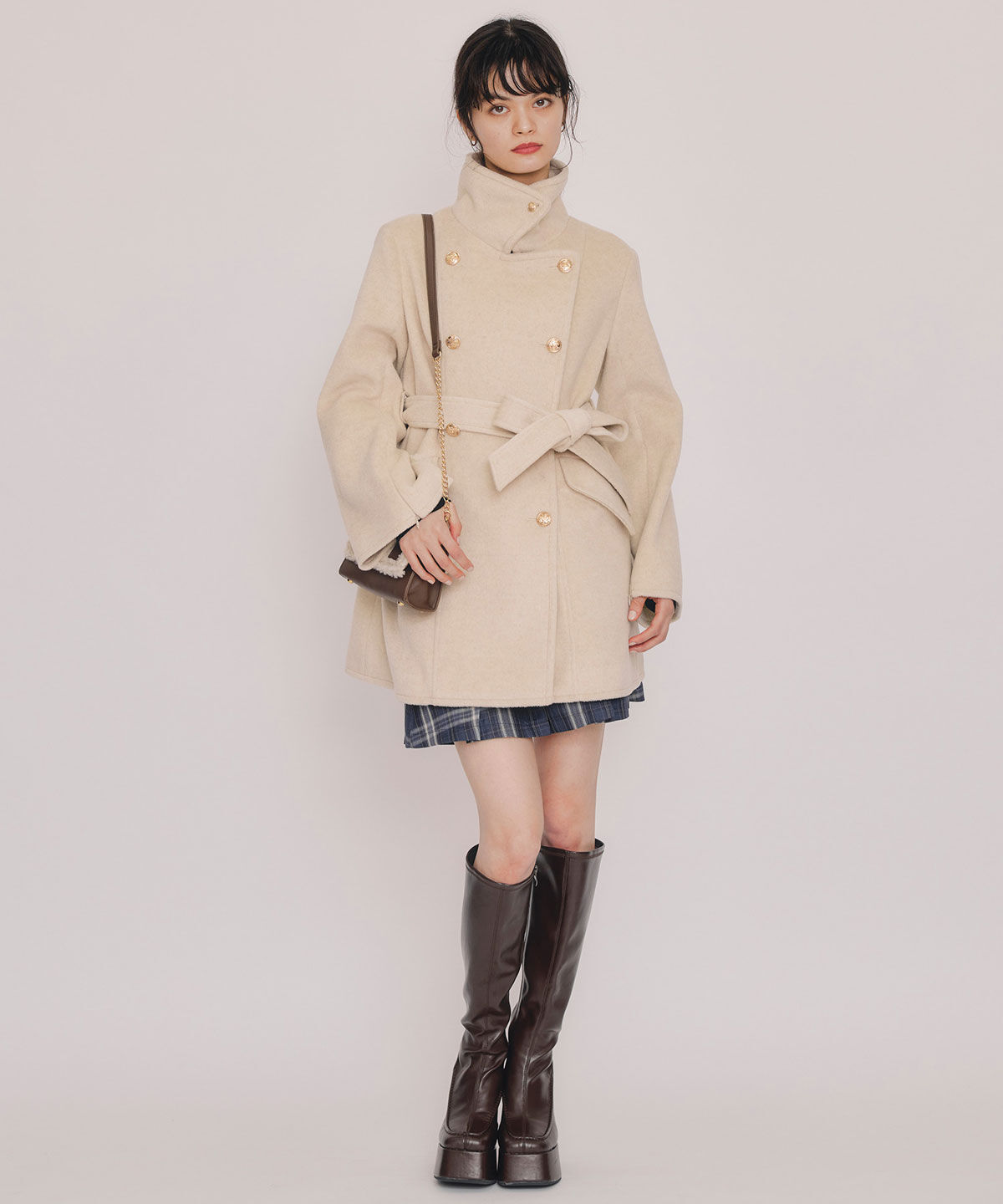 REDYAZEL「2WAYベルスリーブミドルコート」|ステンカラーコート|