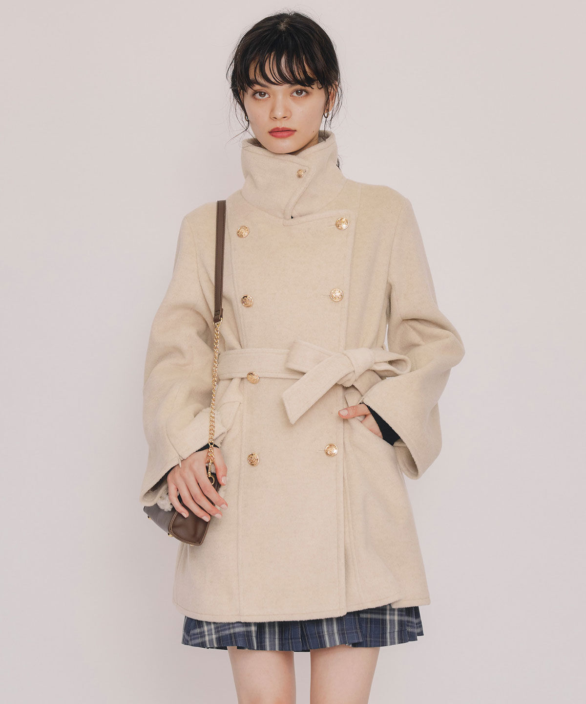 REDYAZEL「2WAYベルスリーブミドルコート」|ステンカラーコート|