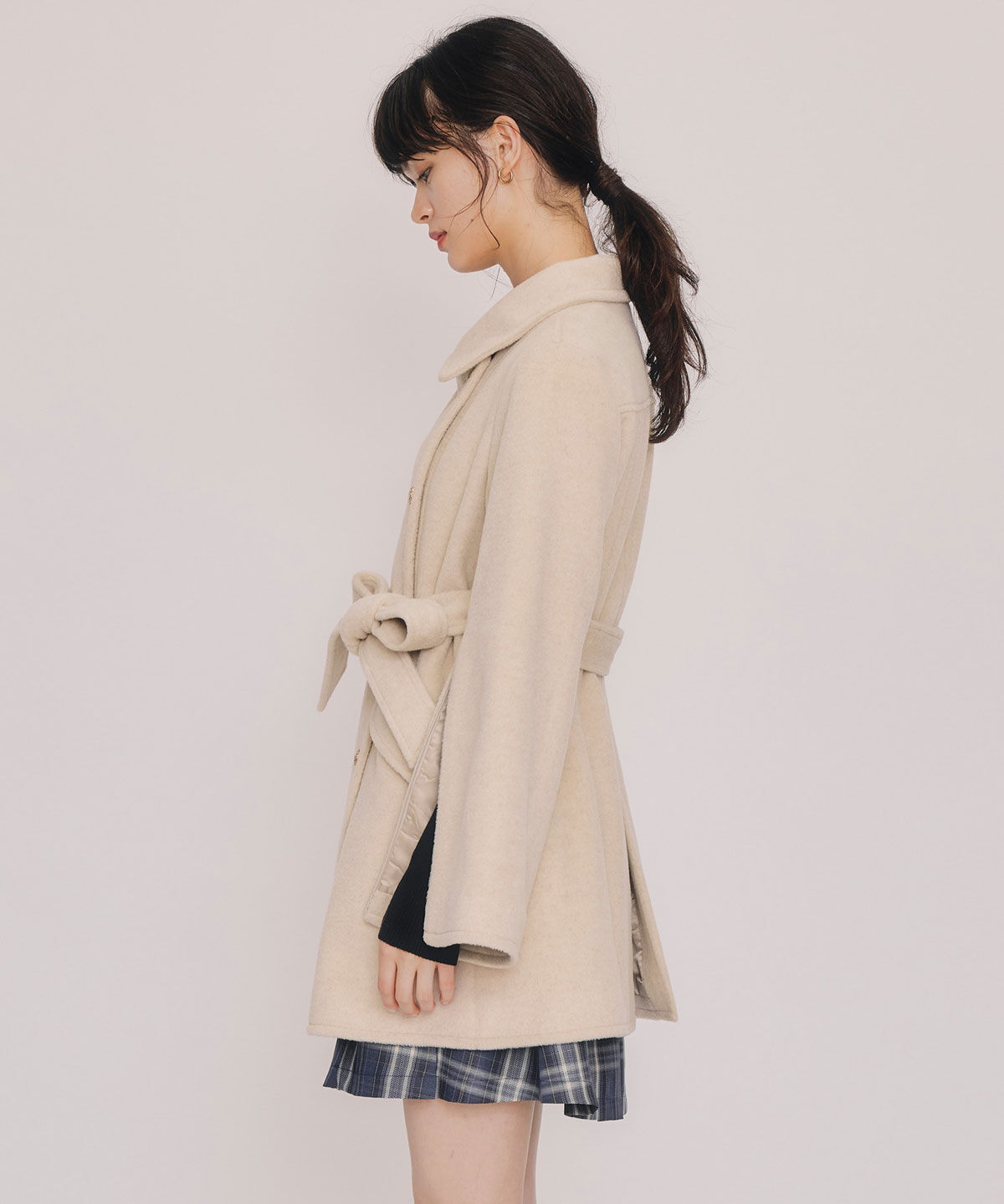 REDYAZEL「2WAYベルスリーブミドルコート」|ステンカラーコート|