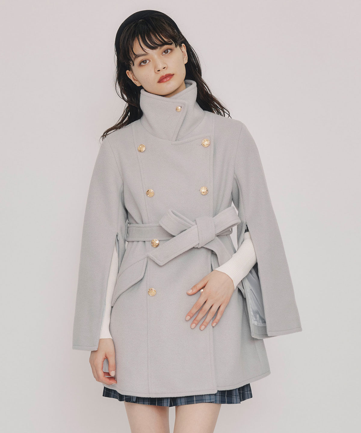 REDYAZEL「2WAYベルスリーブミドルコート」|ステンカラーコート|