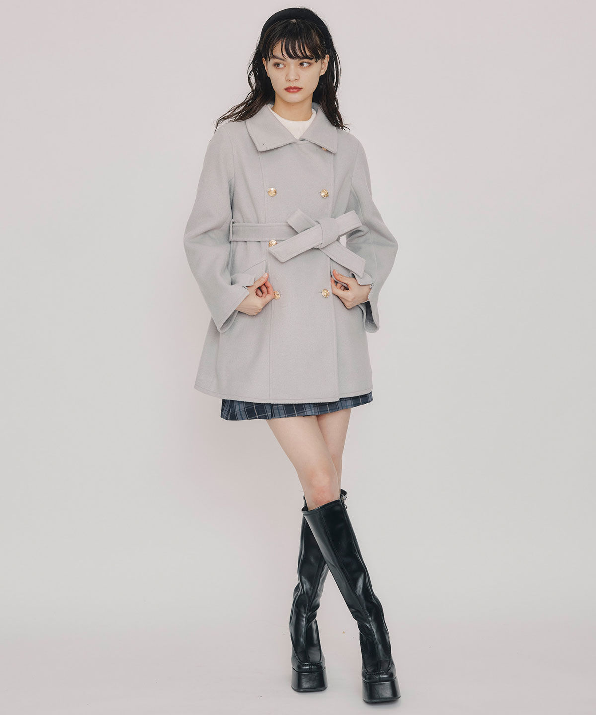 REDYAZEL「2WAYベルスリーブミドルコート」|ステンカラーコート|