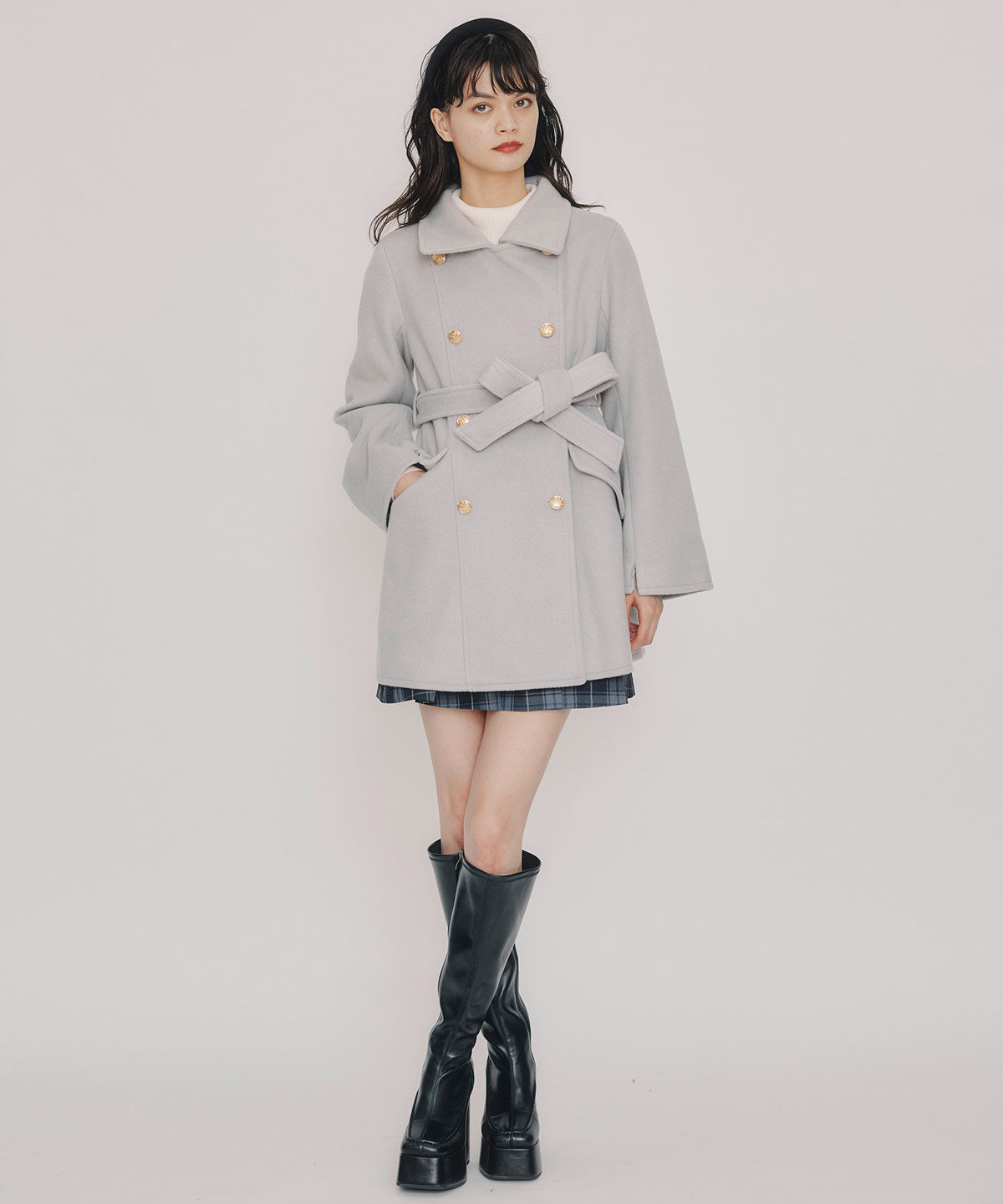 REDYAZEL「2WAYベルスリーブミドルコート」|ステンカラーコート|