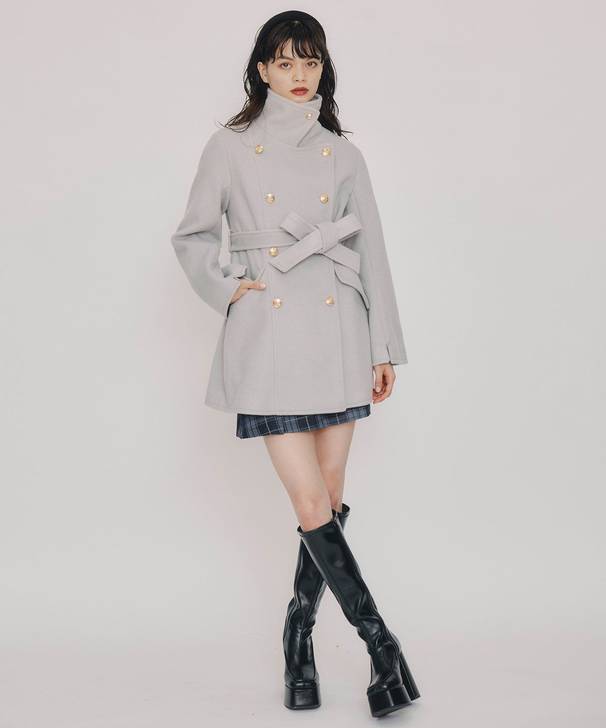 REDYAZEL「2WAYベルスリーブミドルコート」|ステンカラーコート|