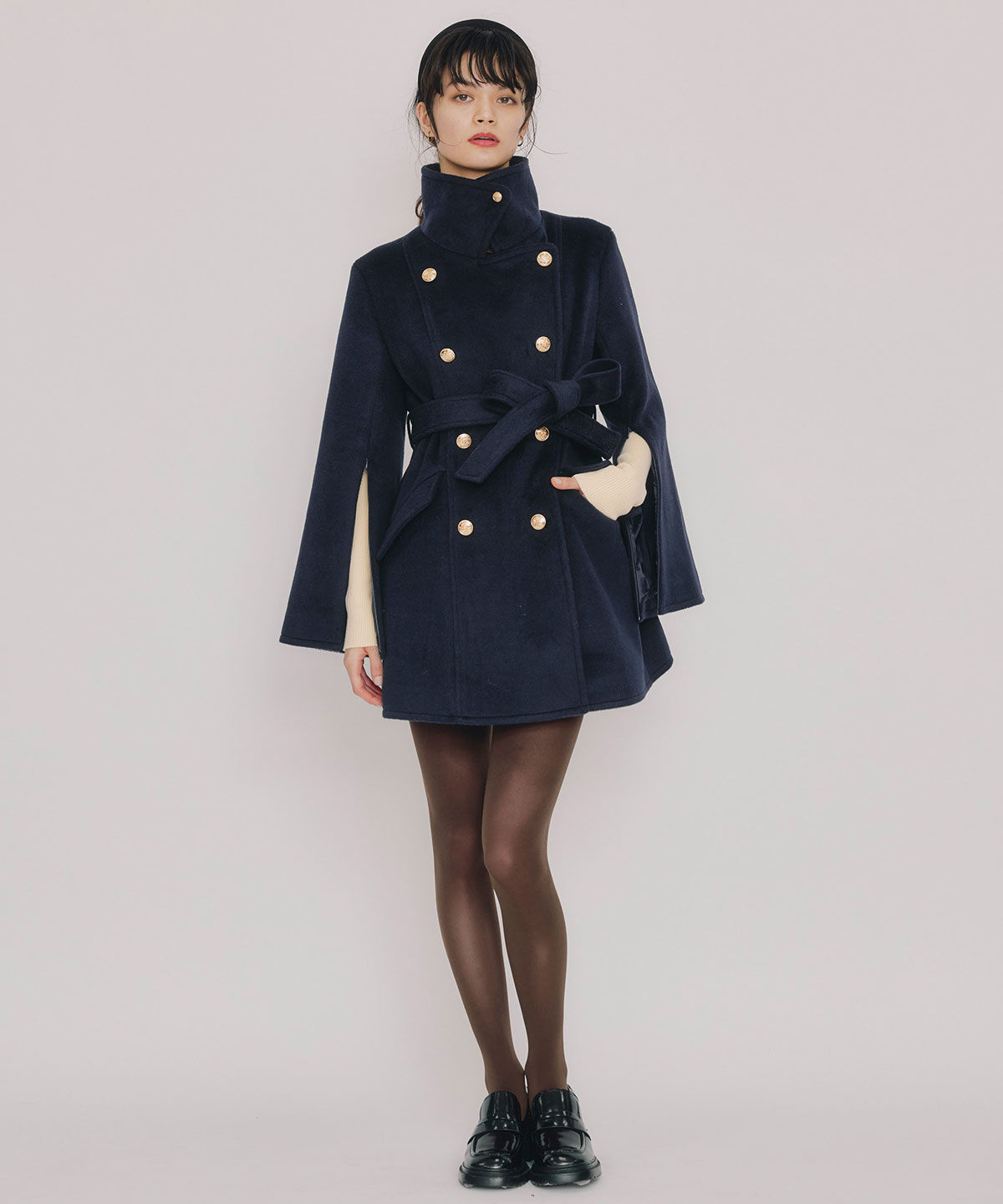REDYAZEL「2WAYベルスリーブミドルコート」|ステンカラーコート|