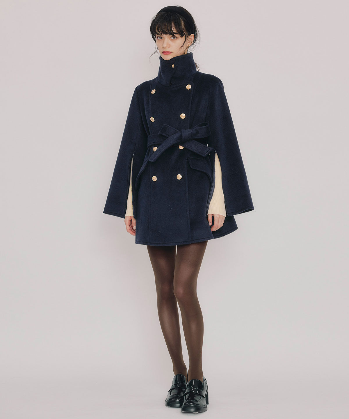 REDYAZEL「2WAYベルスリーブミドルコート」|ステンカラーコート|