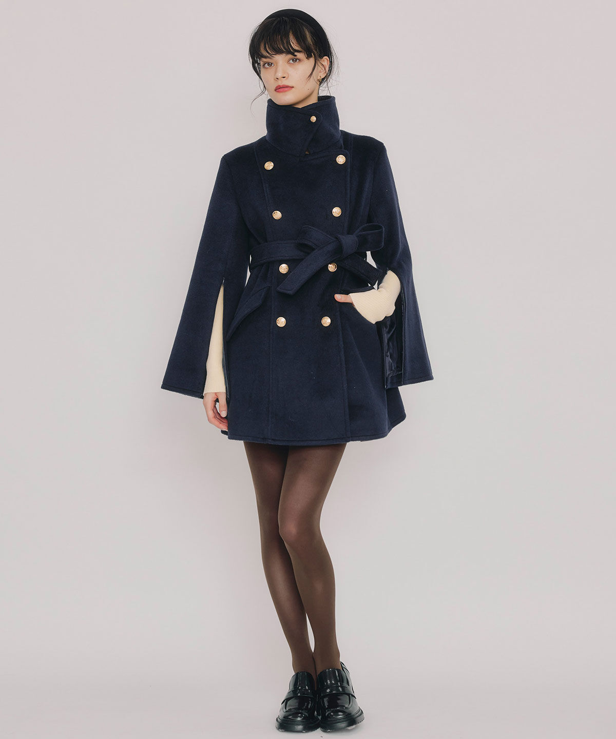 REDYAZEL「2WAYベルスリーブミドルコート」|ステンカラーコート|