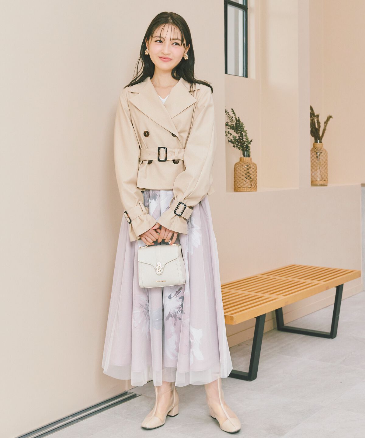 WILLSELECTION「ビッグフラワーチュールレイヤードスカート」|フレア|