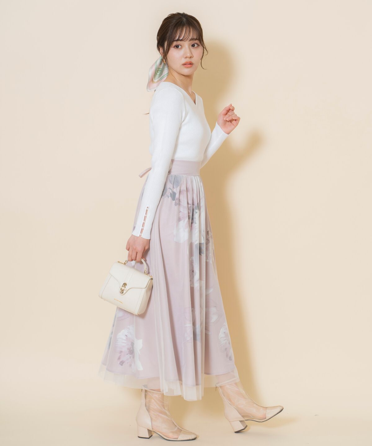 WILLSELECTION「ビッグフラワーチュールレイヤードスカート」|フレア|