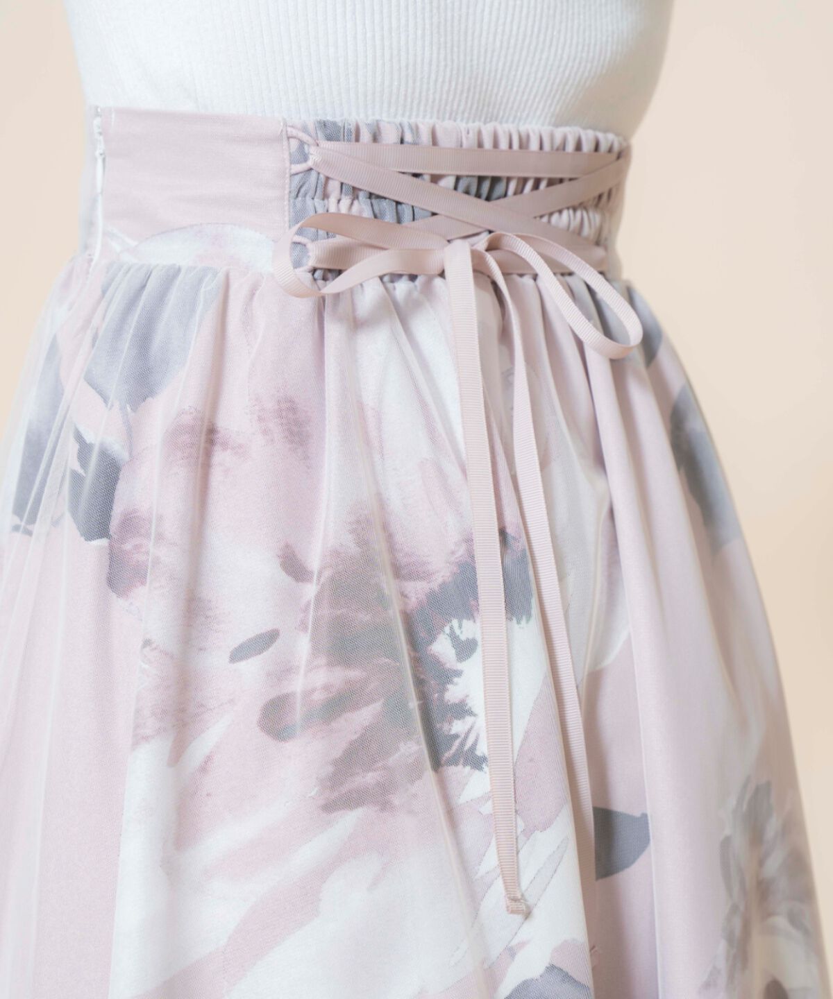 WILLSELECTION「ビッグフラワーチュールレイヤードスカート」|フレア|