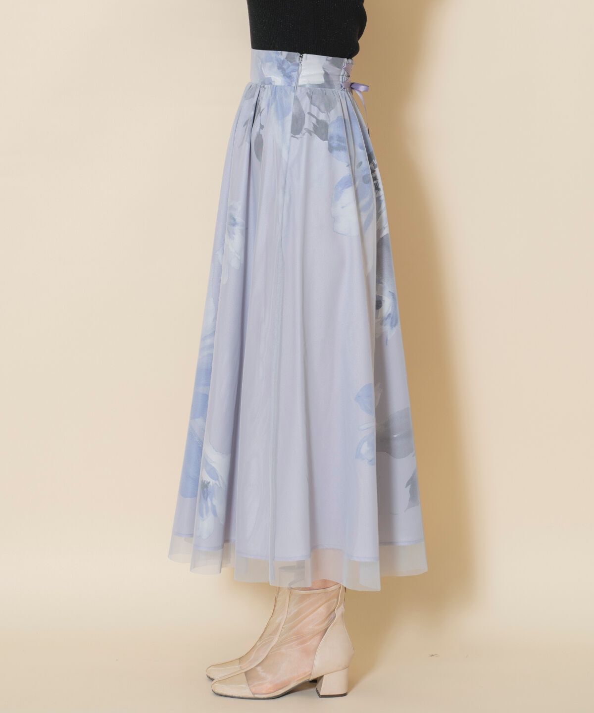 WILLSELECTION「ビッグフラワーチュールレイヤードスカート」|フレア|