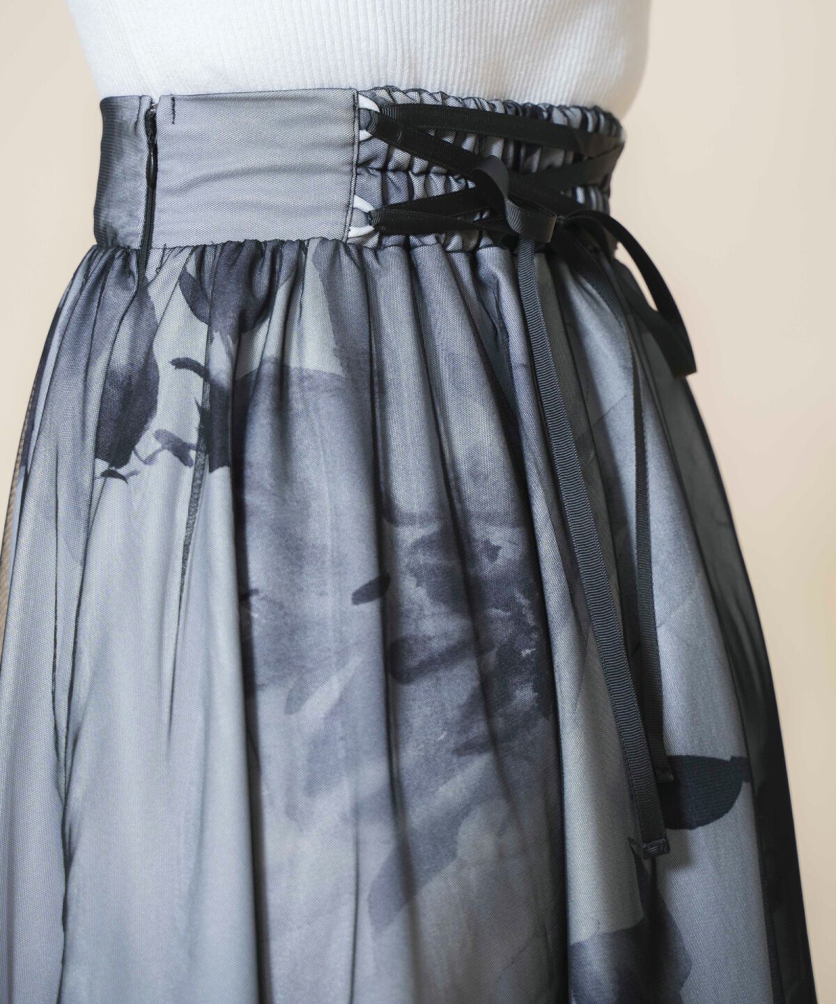 WILLSELECTION「ビッグフラワーチュールレイヤードスカート」|フレア|