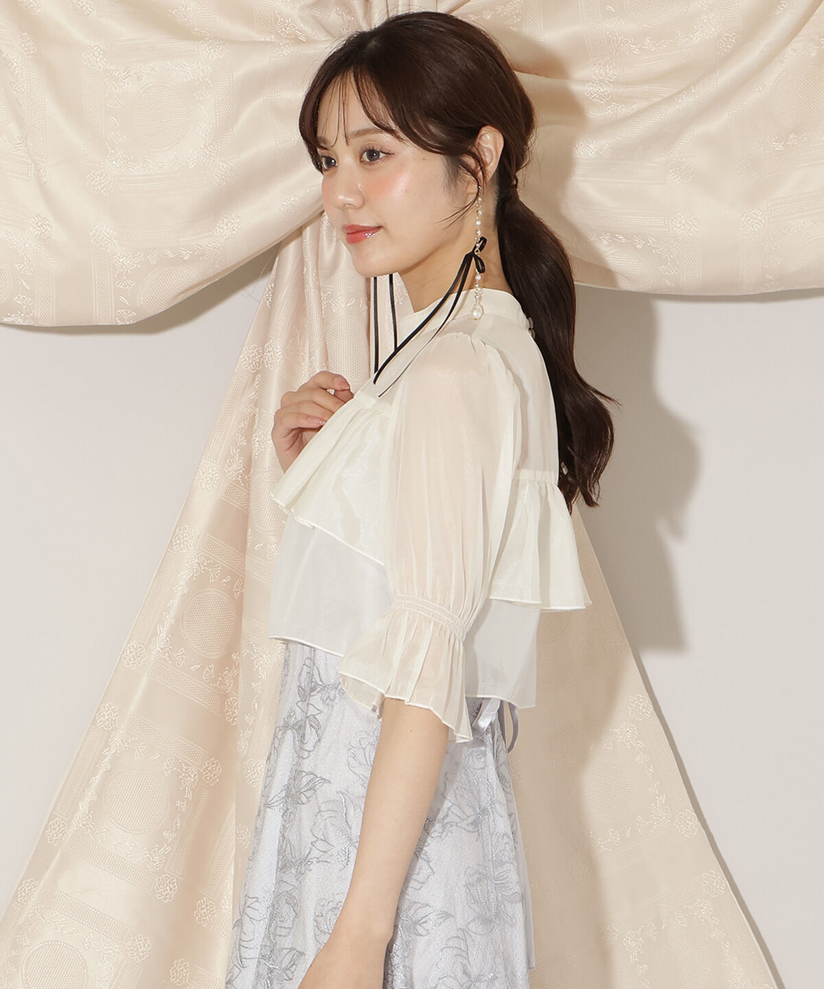 WILLSELECTION「フリル切り替えシフォンブラウス」|シャツ・ブラウス|