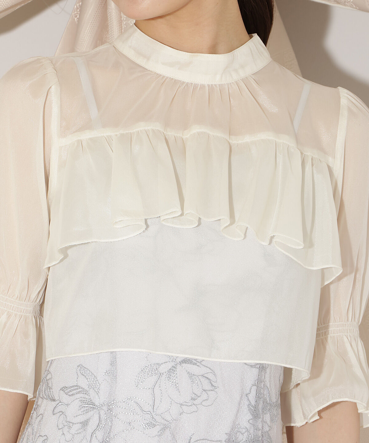 WILLSELECTION「フリル切り替えシフォンブラウス」|シャツ・ブラウス|