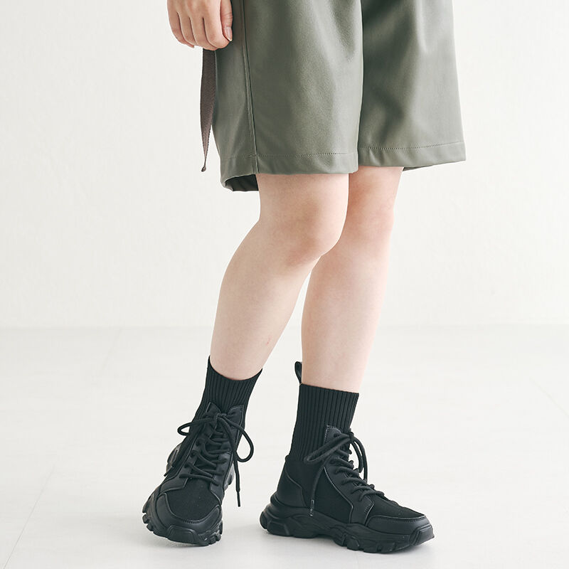 ORiental TRaffic「トラックソールレースアップニットブーツ/31438」|ショートブーツ|