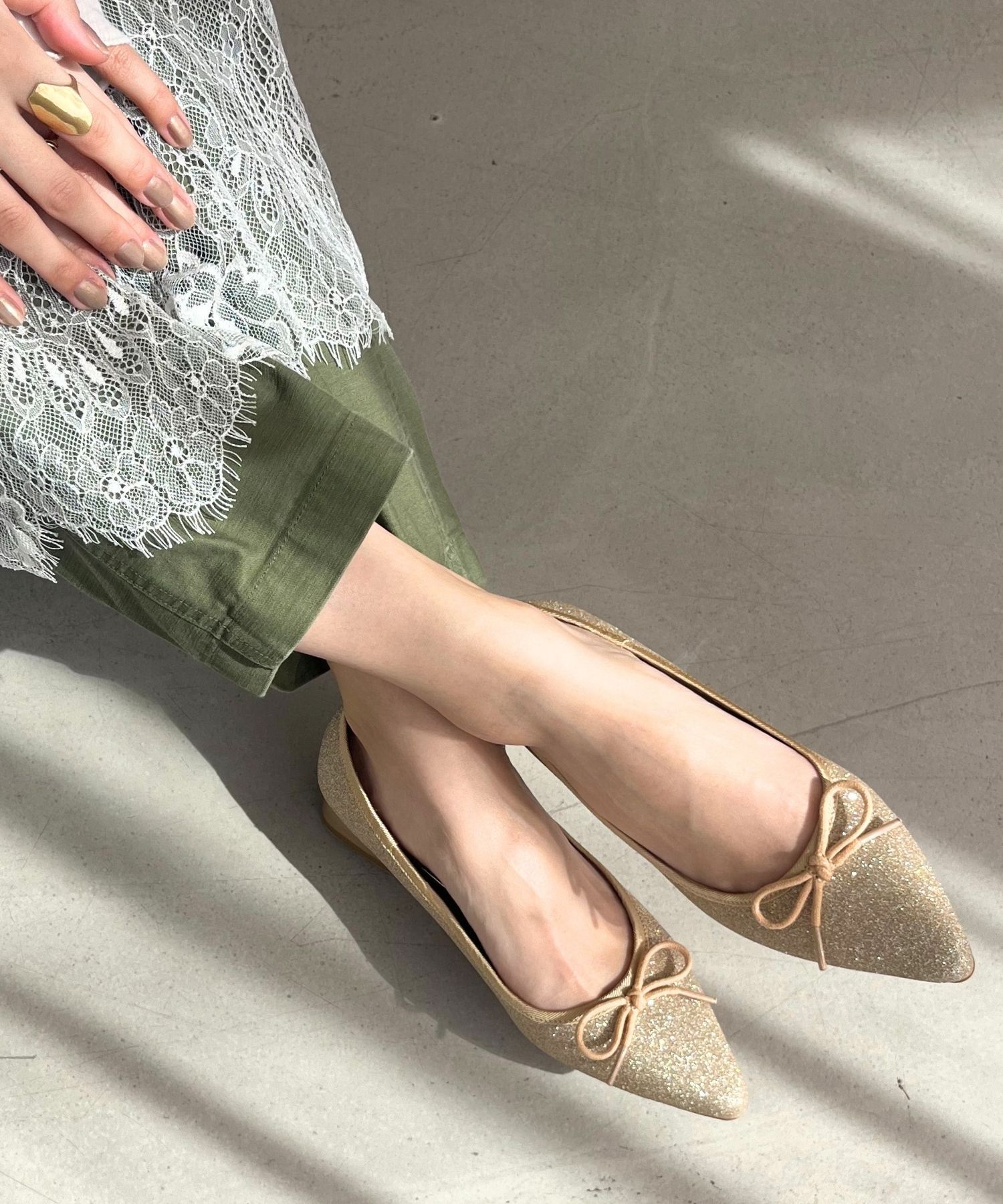 ORiental TRaffic「ポインテッドトゥグリッターバレエシューズ/41115」|パンプス|