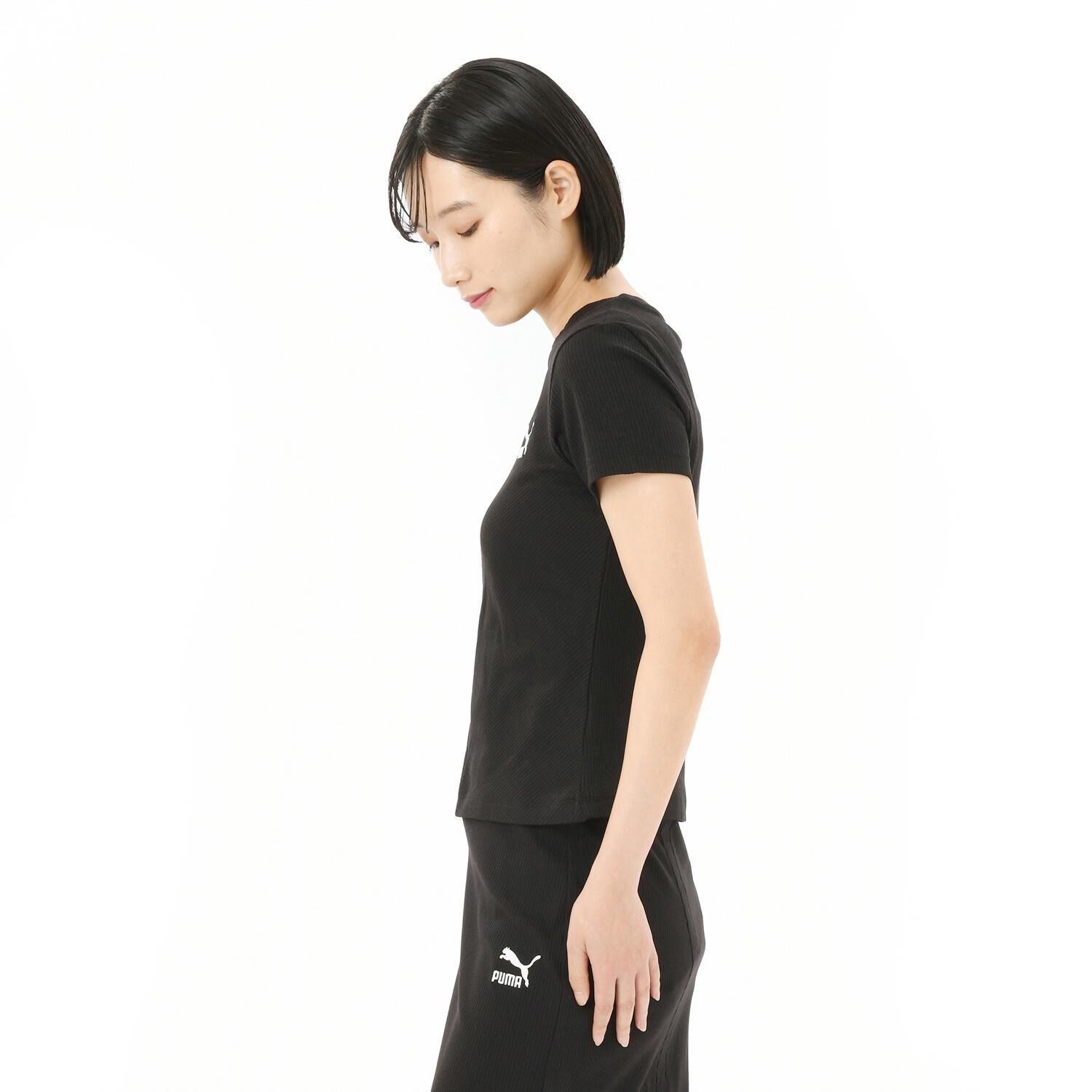 PUMA「【PUMA ｳｪｱ】W CLASSICS RIBBED SLIM TEE」|Tシャツ・カットソー|