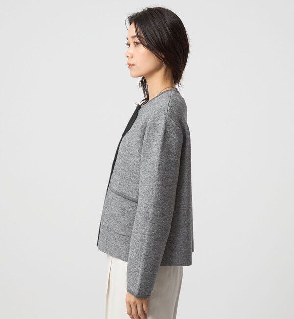 UNITED ARROWS green label relaxing「パイピング ノーカラー ニット カーディガン -ウォッシャブル-」|カーディガン|